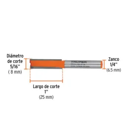  Fresas Recta de dos Filos 5/16" x25mm Truper 11454 9.830508 Fresas Recta de dos Filos 5/16" x25mm Truper 11454

Cuerpo de acero