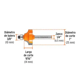  Fresas Redondeadoras 1" x14mm cRodaje, Truper 11472 16.101695 Fresas Redondeadoras 1" x14mm cRodaje, Truper 11472

Cuerpo de ac