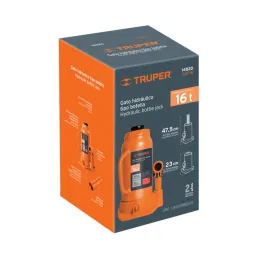  Gata de Botella 16 Toneladas, Con Tornillo de Extension, Altura Max 475 mm, GAT-16 14820 Truper 144.915254 Gata de Botella 16 T