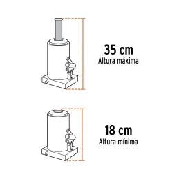  Gata de Botella 2 Toneladas, Con Tornillo de Extension, Altura Max 350 mm, GAT-2 14810 Truper 58.474576 Gata de Botella 2 Tonel