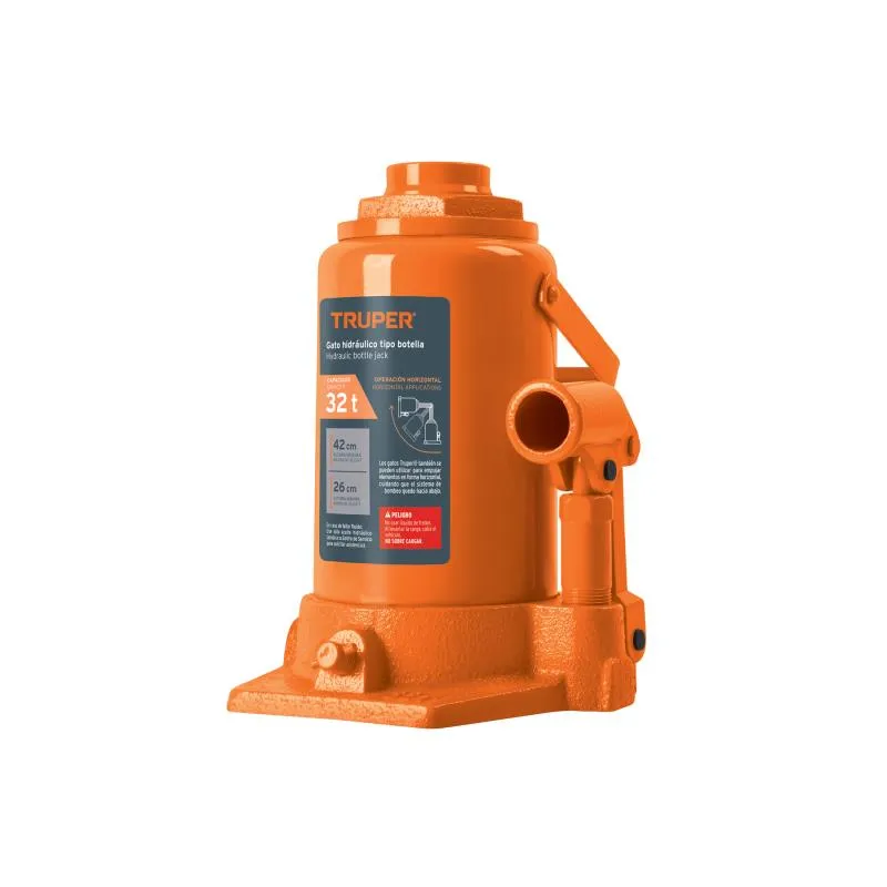  Gata de Botella 32 Toneladas Altura Max 427mm, GAT-32 14819 Truper 261.016949 Gata de Botella 32 Toneladas Altura Max 427mm, GA