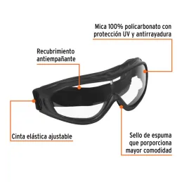  Goggles de seguridad ligeros mica transparente, Truper 19952 17.79661 Goggles de seguridad ligeros mica transparente, Truper 19