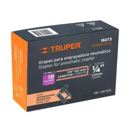  Grapas Corona 1/4" Calibre 18 L22mm Engrapadora Neumatica C5000u Truper 18273 28.813559 Grapas Corona 1/4" Calibre 18 L22mm Eng