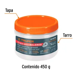  Grasa Automotriz de Betona 450g  Baleros Rodamientos Altas Temperaturas y Velocidades, Truper GRAS-45B 101574 12.118644 Grasa A
