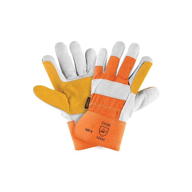  Guantes de Carnaza Talla G Premium y Loneta, palma y puño reforzado, para Mantenimiento, GU-TECA-R 14246 Truper 12.20339 Guante