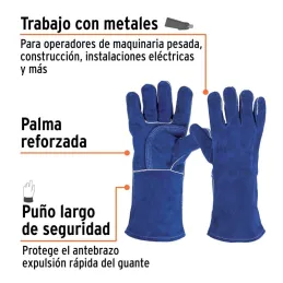  Guantes de Carnaza Unitalla Premium puño largo de seguridad, forro interno, para soldador, GU-SOL 15246 Truper 24.576271 Guante