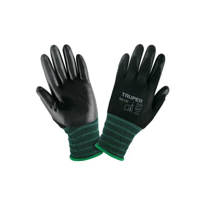  Guantes de Nylon Talla M recubierto de Nitrilo puño tejido, uso metalmecanica, GUX-NIT-M 13294 Truper 6.271186 Guantes de Nylon