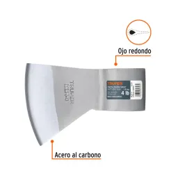  Hachas media Labor 4 libras, Ojillo redondo, en acero al carbono con tratamiento termico, MLR-4 19993 Truper 33.050847 Hachas m