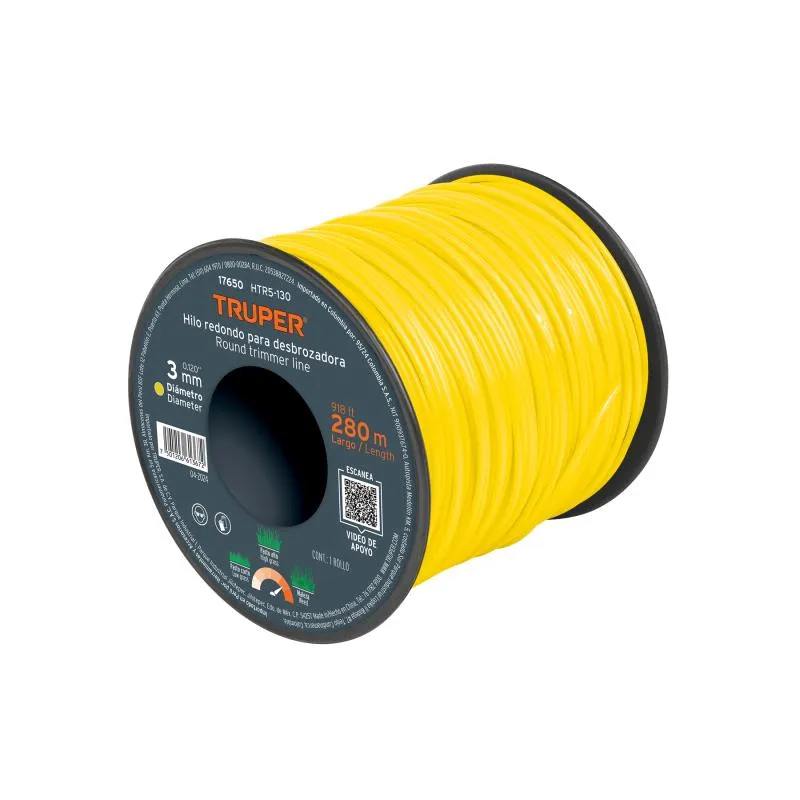Hilo Redondo para desbrozadora 3.3mm x237M Carrete, HTR5-105 17650 Truper 79.661017 Hilo Redondo para desbrozadora 3.3mm x237M Hilo Redondo para desbrozadora 3.3mm x237M Carrete, HTR5-105 17650 Truper 79.661017 Hilo Redondo para desbrozadora 3.3mm x237M