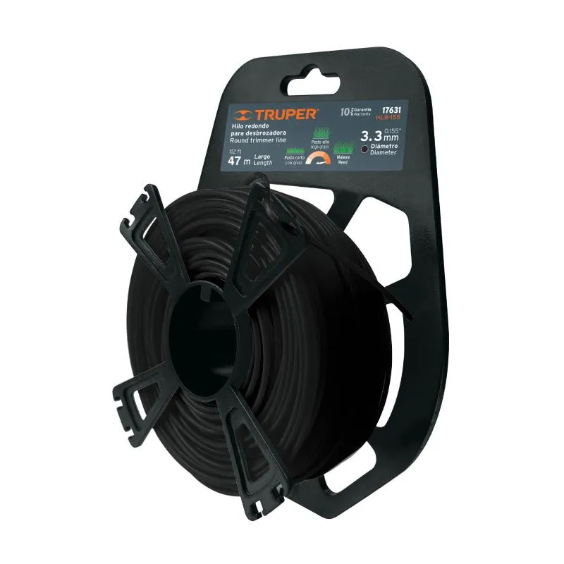 Hilo Redondo para desbrozadora 3.3mm x47M Blister, HLB-155 17631 Truper