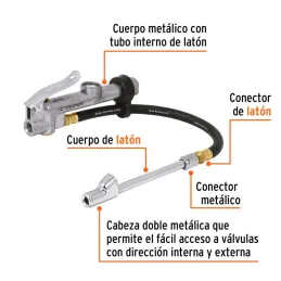 Inflador Calibrador de Cabeza Doble Profesional, Cuerpo Metalico, Max Presion 120 PSI, INFCA 19028 Truper - Truper 2