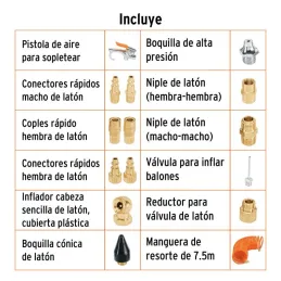 Juego de 15 accesorios neumaticos, para Limpiar, Inflar y Calibrar, 1/4 NPT, Conexion 2Rapida, JAN-15 19094 Truper - Truper 2