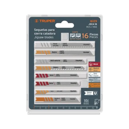 Juego de 16 Seguetas, Zanco U, para cortes en metales plastico y aluminio, JSCA-16 16129 Truper - Truper 1