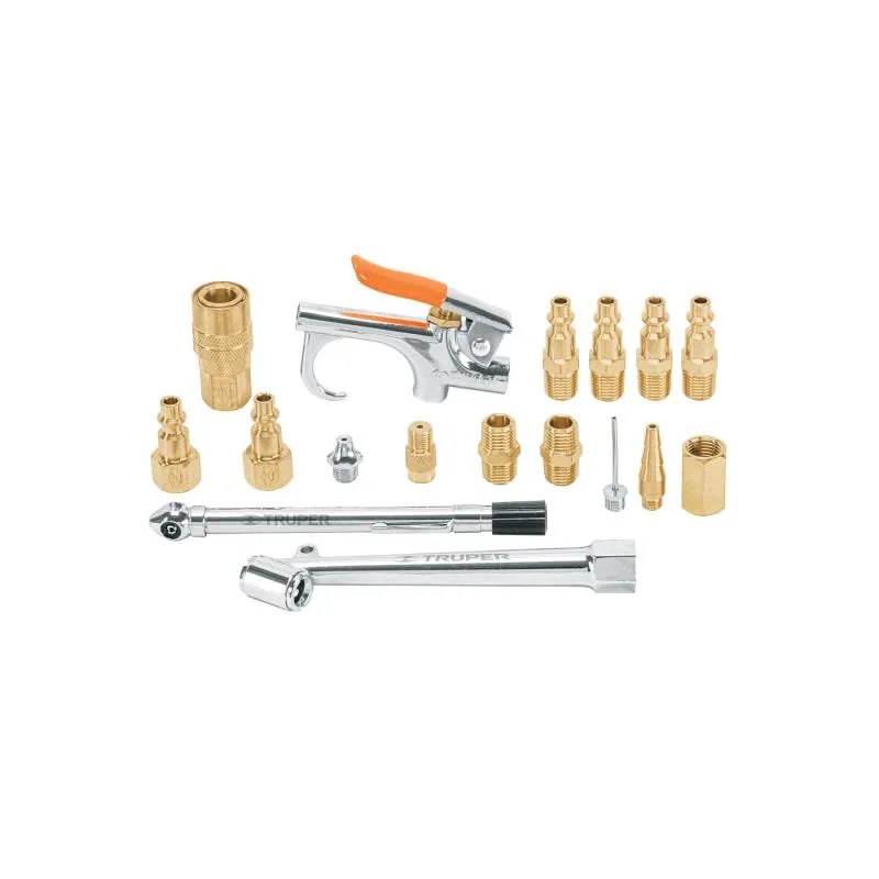 Juego de 17 accesorios neumaticos, para Limpiar, Inflar y Calibrar, 1/4 NPT, Conexion Rapida, JAN-17 19022 Truper - Truper 1 Juego de 17 accesorios neumaticos, para Limpiar, Inflar y Calibrar, 1/4 NPT, Conexion Rapida, JAN-17 19022 Truper - Truper 1