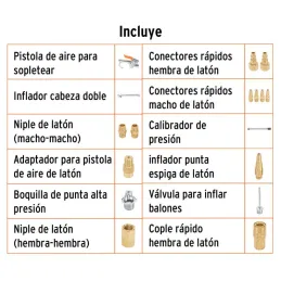Juego de 17 accesorios neumaticos, para Limpiar, Inflar y Calibrar, 1/4 NPT, Conexion Rapida, JAN-17 19022 Truper - Truper 2