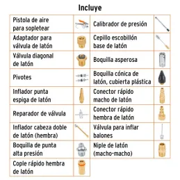 Juego de 18 accesorios neumaticos, para Limpiar, Inflar y Calibrar, 1/4 NPT, Conexion Rapida, JAN-18 19079 Truper - Truper 2