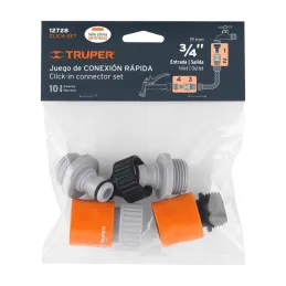 Juego de 5 conectores Sistema click 3/4" ABS Conexiones Rapidas Grifo Truper 12728 - Truper 4