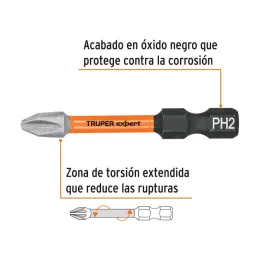 Juego de 5 puntas de impacto Phillips N° 2 x2” PH2, Truper 100820 - Truper 3