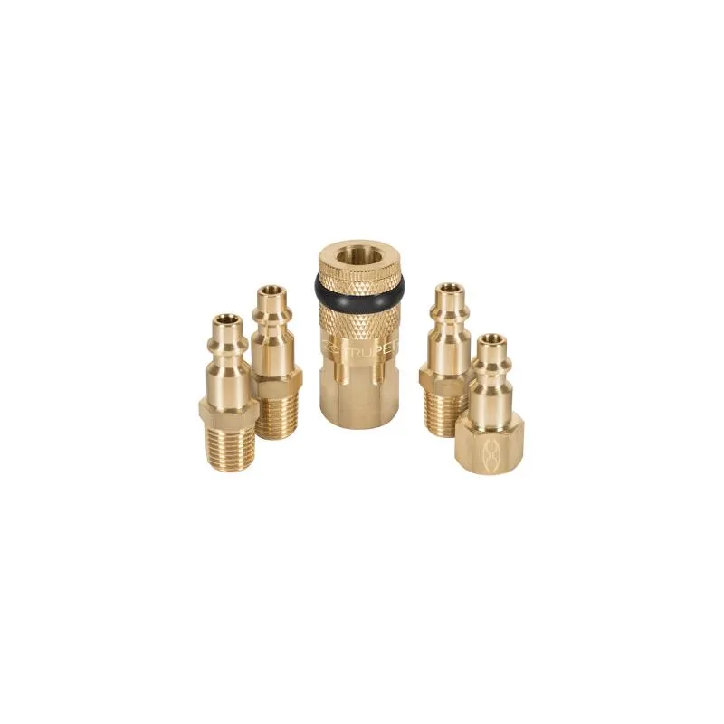 Juego de Acople F y Conectores de Laton 5 Piezas, Conexion Rapida, 1/4 NPT, CORAL-5 19081 Truper - Truper 1 Juego de Acople F y Conectores de Laton 5 Piezas, Conexion Rapida, 1/4 NPT, CORAL-5 19081 Truper - Truper 1