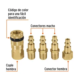 Juego de Acople F y Conectores de Laton 5 Piezas, Conexion Rapida, 1/4 NPT, CORAL-5 19081 Truper - Truper 2