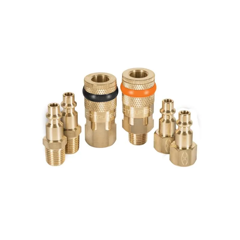 Juego de Acoples y Conectores de Laton 6 Piezas, Conexion Rapida, 1/4 NPT, CORAL-6 18075 Truper - Truper 1 Juego de Acoples y Conectores de Laton 6 Piezas, Conexion Rapida, 1/4 NPT, CORAL-6 18075 Truper - Truper 1