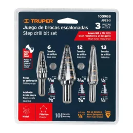 Juego de Brocas Escalonadas HSS 3 Piezas Split Point, Truper 100988 - Truper 4
