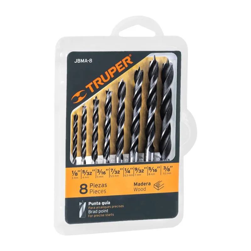 Juego de Brocas para Madera 8 Piezas Truper 11338