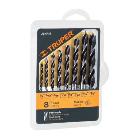 Juego de Brocas para Madera 8 Piezas Truper 11338