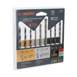 Juego de Brocas para metal 9 Piezas de Alta Velocidad Turbo Steel y Madera, JBMX-9 11339 Truper - Truper 1