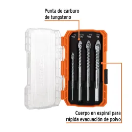 Juego de Brocas para Vidrios y Azulejos 4 Piezas Carburo de Tungsteno CEstuche, Truper 101841 - Truper 2