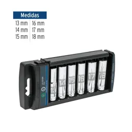 Juego de dados 6 Piezas tubulares Milimetrico, Encastre 1/2", acero al cromo vanadio, JD-1/2X6LM 14175 Truper - 3