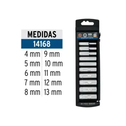 Juego de dados 10 Piezas Tubulares Milimetrico 4 mm a 13 mm, Encastre 1/4", acero al cromo vanadio, JD-1/410LM 14168 Truper - 3