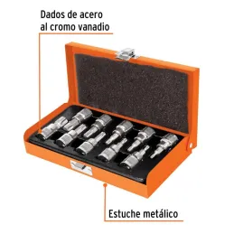 Juego de dados Punta Torx 10 Piezas, encastre 3/8", en acero al cromo vanadio con estuche metalico, JPT-3/8X10 13976 Truper - 2