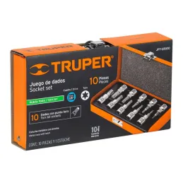 Juego de dados Punta Torx 10 Piezas, encastre 3/8", en acero al cromo vanadio con estuche metalico, JPT-3/8X10 13976 Truper - 5