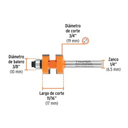 Juego de Fresas Machimbrador 3/4" x17mm cRodaje Truper 10671 - Truper 3