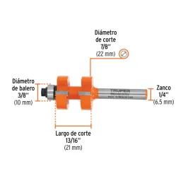 Juego de Fresas Machimbrador 7/8" x21mm cRodaje Truper 10672 - Truper 3