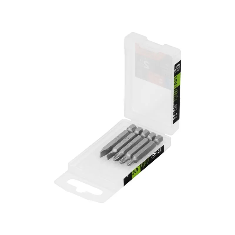 Juego de Puntas 5Piezas Phillips PH0 PH1 PH2 Plano 3/16 1/4" L2", para Desarmador Electrico o Manual, Truper 17786 - Truper 1