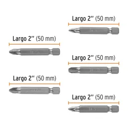 Juego de Puntas 5Piezas Pozidriv 2PZ1 2PZ2 1Z3 L2", para Desarmador Electrico o Manual, Truper 17799  - Truper 3