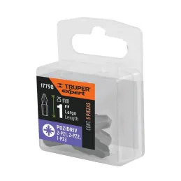 Juego de Puntas 5Piezas Pozidriv PZ0 PZ1 PZ2 PZ3 Largo1" para Desarmador Electrico o Manual, PZ-15 17798 Truper - Truper 5