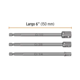 Juegos adaptadores Largos para dados 1/4 3/8 y 1/2" x15cm, 3 piezas, Truper 19599 - Truper 2