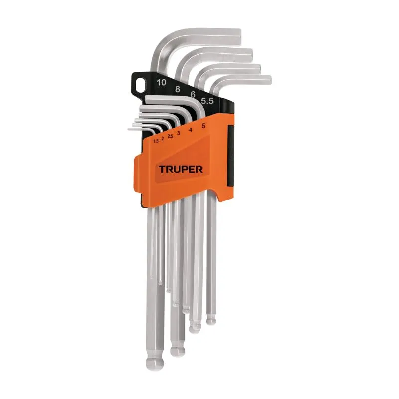 Juegos de 10 Llaves Allen MM Largas Punta de Bola Truper 13644 - Truper 1