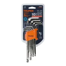 Juegos de 10 Llaves Allen Pulgadas Largas Punta de Bola Truper 13643 - Truper 4
