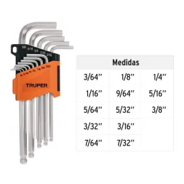 Juegos de 13 Llaves Allen Pulgadas Largas Punta de Bola Truper 13645 - Truper 3