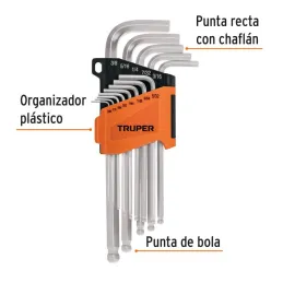 Juegos de 13 Llaves Allen Pulgadas Largas Punta de Bola Truper 13645 - Truper 2