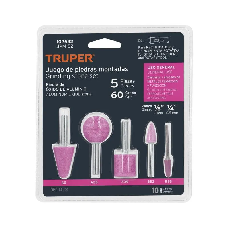 Juegos de 5 piedras montadas zanco 1/4" y 1/8" UsoGeneral Truper 102632 - Truper 1