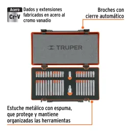 Juegos de 42 Piezas Bristol Allen Torx Hexagonales L30-75mm E1/2-3/8 EM Truper 17809 - Truper 2
