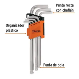 Juegos de 7 Llaves Allen Pulgadas Largas Punta de Bola Truper 15551 - Truper 2