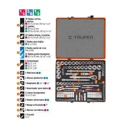 Juegos de Herramientas 135 Piezas Mixto STD MM E1/4-3/8-1/2 EM Truper 13975 - Truper 4