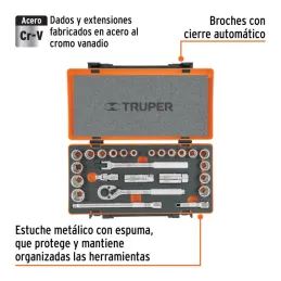Juegos de Herramientas 25 piezas Mixto STD MM E3/8 EM Truper 13954 - Truper 2