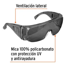 Lentes de Seguridad Tradicional Gris, 100% Policarbonato con UV Antirayadura, LEN-SN 14253 Truper - Truper 2